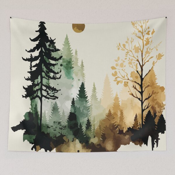 Item preview, A Sepia Forest Under the Moon - Watercolor Trees and Leaves designed and sold by GVRDesign.