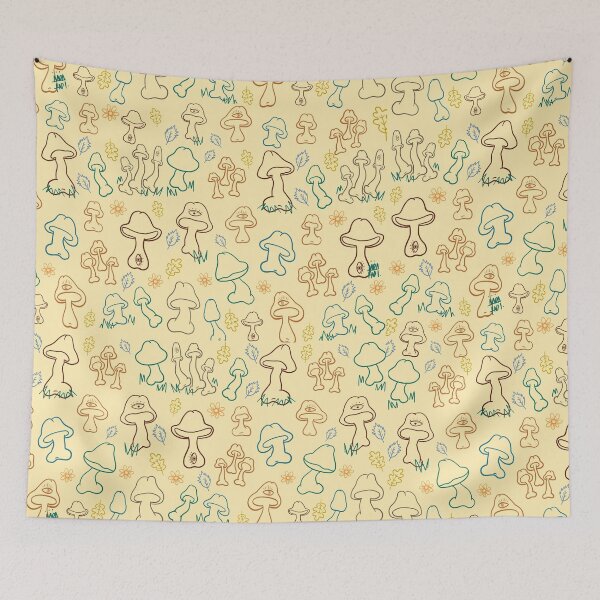 Item preview, MUSHROOM PENIS VINTAGE PATTERN YELLOW designed and sold by aydapadi.