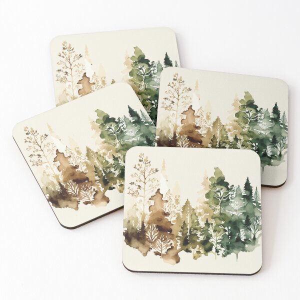 Item preview, A Delicate Ombre Forest Sepia to Green - Watercolor Trees and Leaves designed and sold by GVRDesign.