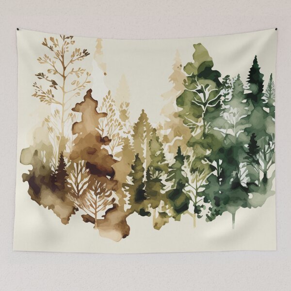 Item preview, A Delicate Ombre Forest Sepia to Green - Watercolor Trees and Leaves designed and sold by GVRDesign.