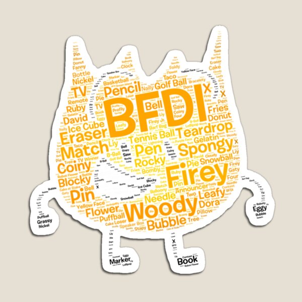 Item preview, BFDI Word Cloud Firey Shaped  designed and sold by xacachnhau.