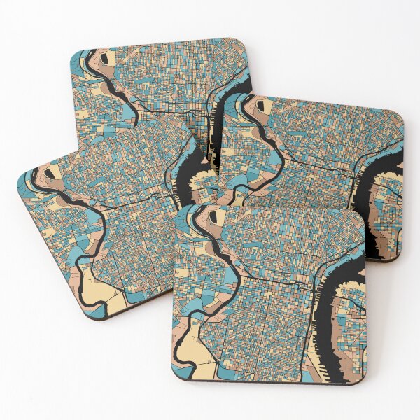 Item preview, Philadelphia Map Pattern in Mid Century Pastel designed and sold by PatternMaps.