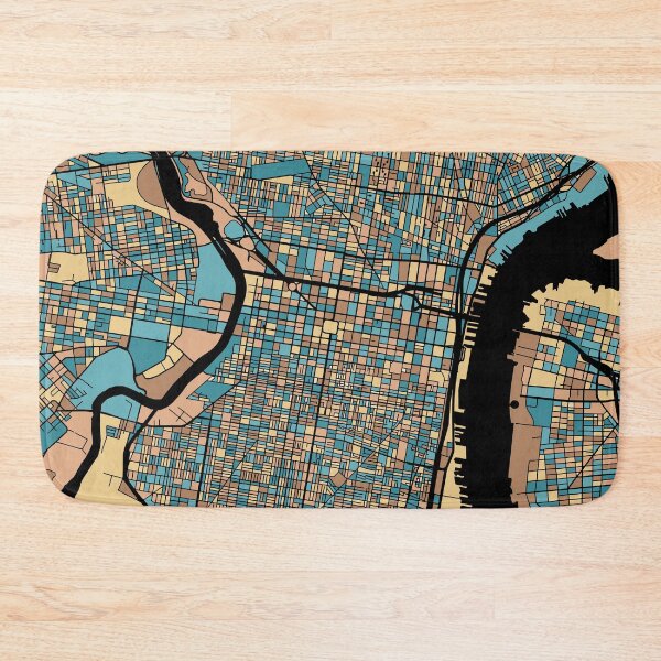 Item preview, Philadelphia Map Pattern in Mid Century Pastel designed and sold by PatternMaps.