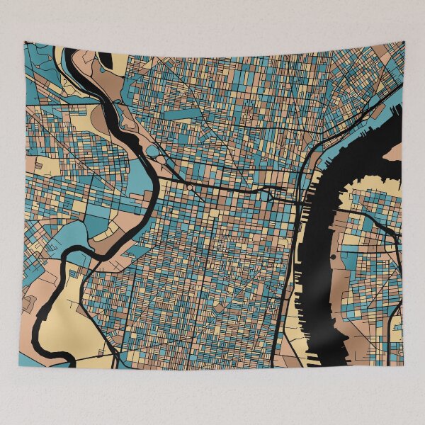 Item preview, Philadelphia Map Pattern in Mid Century Pastel designed and sold by PatternMaps.
