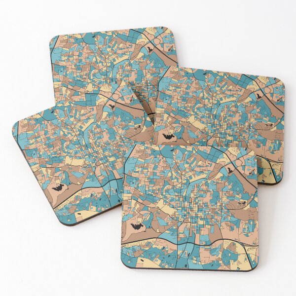 Item preview, Raleigh Map Pattern in Mid Century Pastel designed and sold by PatternMaps.