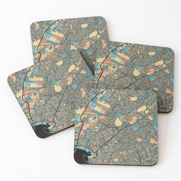 Item preview, Athens Map Pattern in Mid Century Pastel designed and sold by PatternMaps.