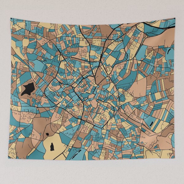 Item preview, Birmingham Map Pattern in Mid Century Pastel designed and sold by PatternMaps.