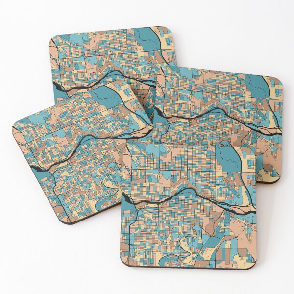 Item preview, Calgary Map Pattern in Mid Century Pastel designed and sold by PatternMaps.