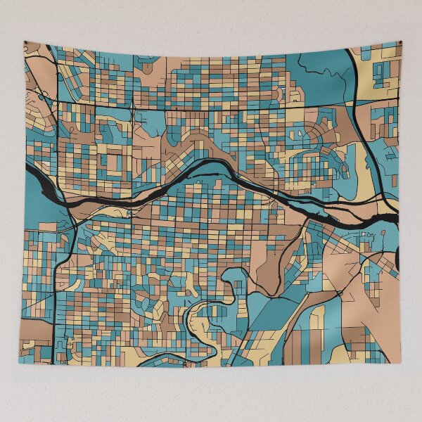 Item preview, Calgary Map Pattern in Mid Century Pastel designed and sold by PatternMaps.