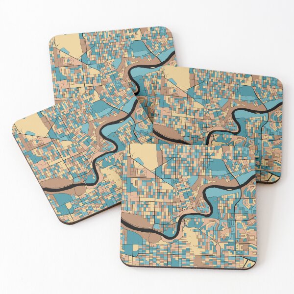Item preview, Edmonton Map Pattern in Mid Century Pastel designed and sold by PatternMaps.