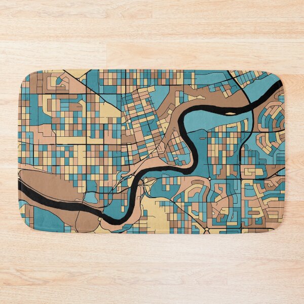 Item preview, Edmonton Map Pattern in Mid Century Pastel designed and sold by PatternMaps.