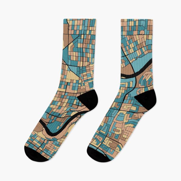 Item preview, Edmonton Map Pattern in Mid Century Pastel designed and sold by PatternMaps.