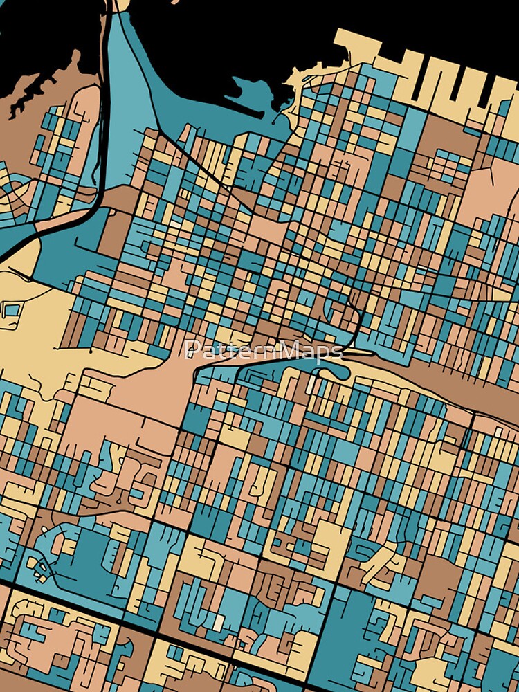 Thumbnail 4 of 4, iPhone Case, Hamilton Map Pattern in Mid Century Pastel designed and sold by PatternMaps.