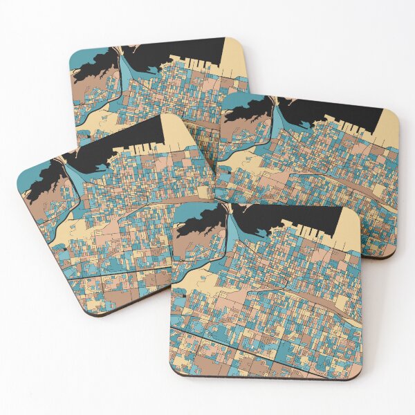 Item preview, Hamilton Map Pattern in Mid Century Pastel designed and sold by PatternMaps.