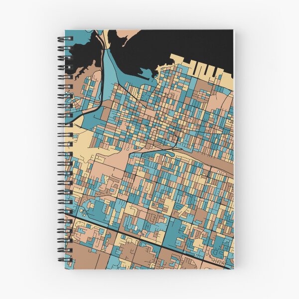 Item preview, Hamilton Map Pattern in Mid Century Pastel designed and sold by PatternMaps.