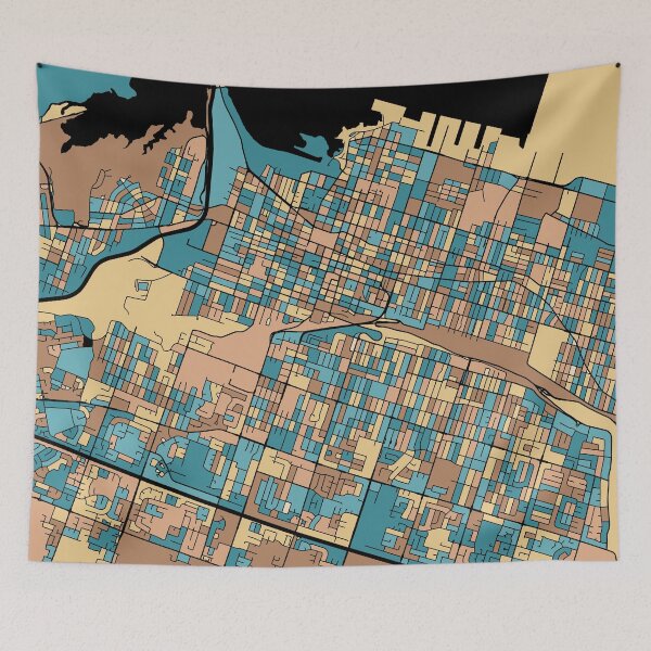 Item preview, Hamilton Map Pattern in Mid Century Pastel designed and sold by PatternMaps.