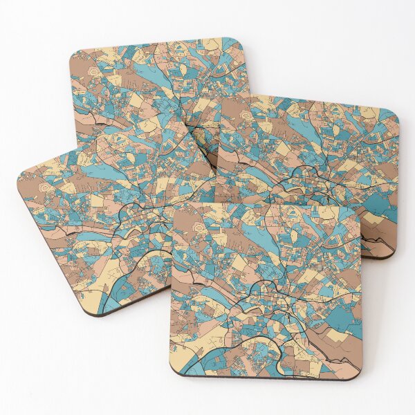 Item preview, Leeds Map Pattern in Mid Century Pastel designed and sold by PatternMaps.