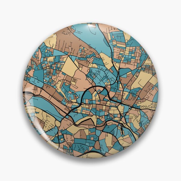 Aperçu de l'œuvre Motif de carte de Leeds au pastel du milieu du siècle créée et vendue par PatternMaps.
