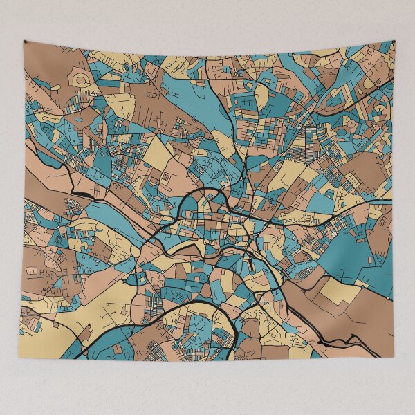 Item preview, Leeds Map Pattern in Mid Century Pastel designed and sold by PatternMaps.