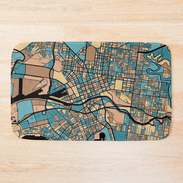 Item preview, Melbourne Map Pattern in Mid Century Pastel designed and sold by PatternMaps.