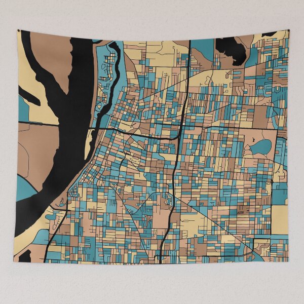 Item preview, Memphis Map Pattern in Mid Century Pastel designed and sold by PatternMaps.