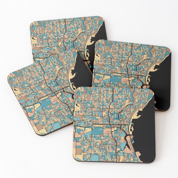Item preview, Milwaukee Map Pattern in Mid Century Pastel designed and sold by PatternMaps.