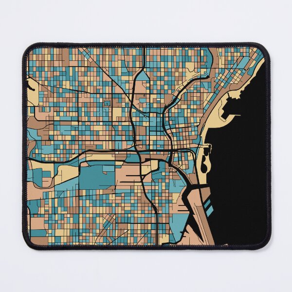 Item preview, Milwaukee Map Pattern in Mid Century Pastel designed and sold by PatternMaps.