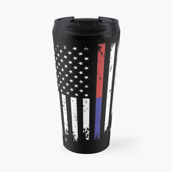 Police and FireFighter Thin Blue Red Line Flag Travel Mug