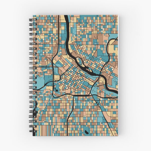 Item preview, Minneapolis Map Pattern in Mid Century Pastel designed and sold by PatternMaps.