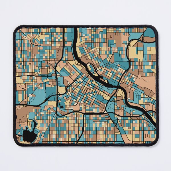 Item preview, Minneapolis Map Pattern in Mid Century Pastel designed and sold by PatternMaps.