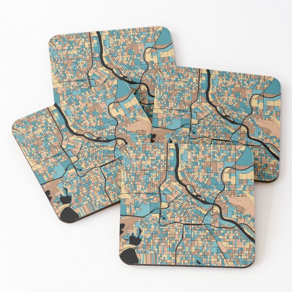 Item preview, Minneapolis Map Pattern in Mid Century Pastel designed and sold by PatternMaps.