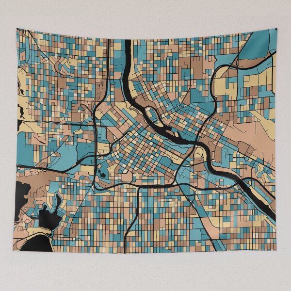 Item preview, Minneapolis Map Pattern in Mid Century Pastel designed and sold by PatternMaps.