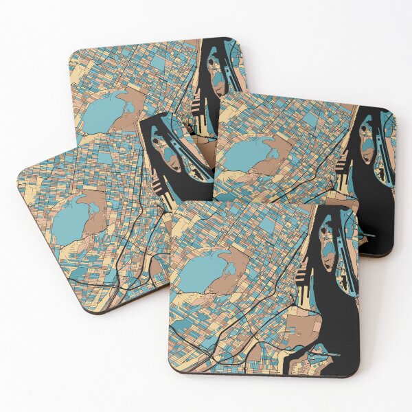 Item preview, Montreal Map Pattern in Mid Century Pastel designed and sold by PatternMaps.