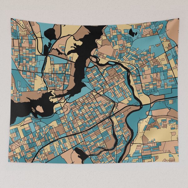 Item preview, Ottawa Map Pattern in Mid Century Pastel designed and sold by PatternMaps.