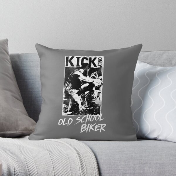 Kick Only - Old School Biker Throw Pillow