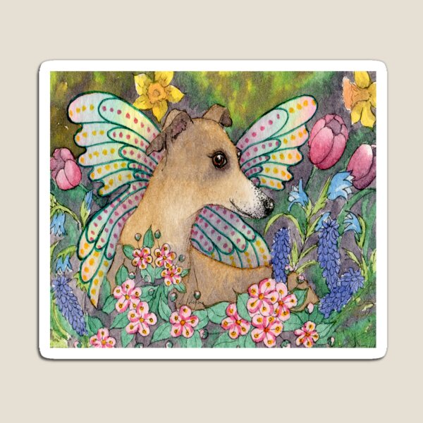 Item preview, Spring whippet dog fairy, in the garden designed and sold by SusanAlisonArt.