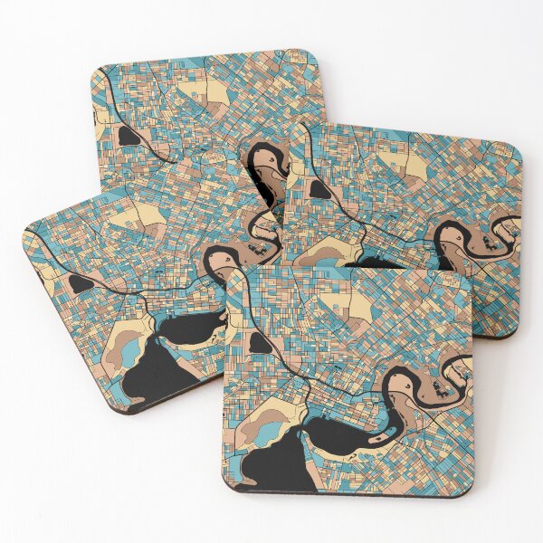 Item preview, Perth Map Pattern in Mid Century Pastel designed and sold by PatternMaps.