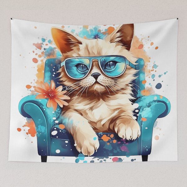 Item preview, Whiskers and Whimsy siting on a couch designed and sold by Pennapadigi.