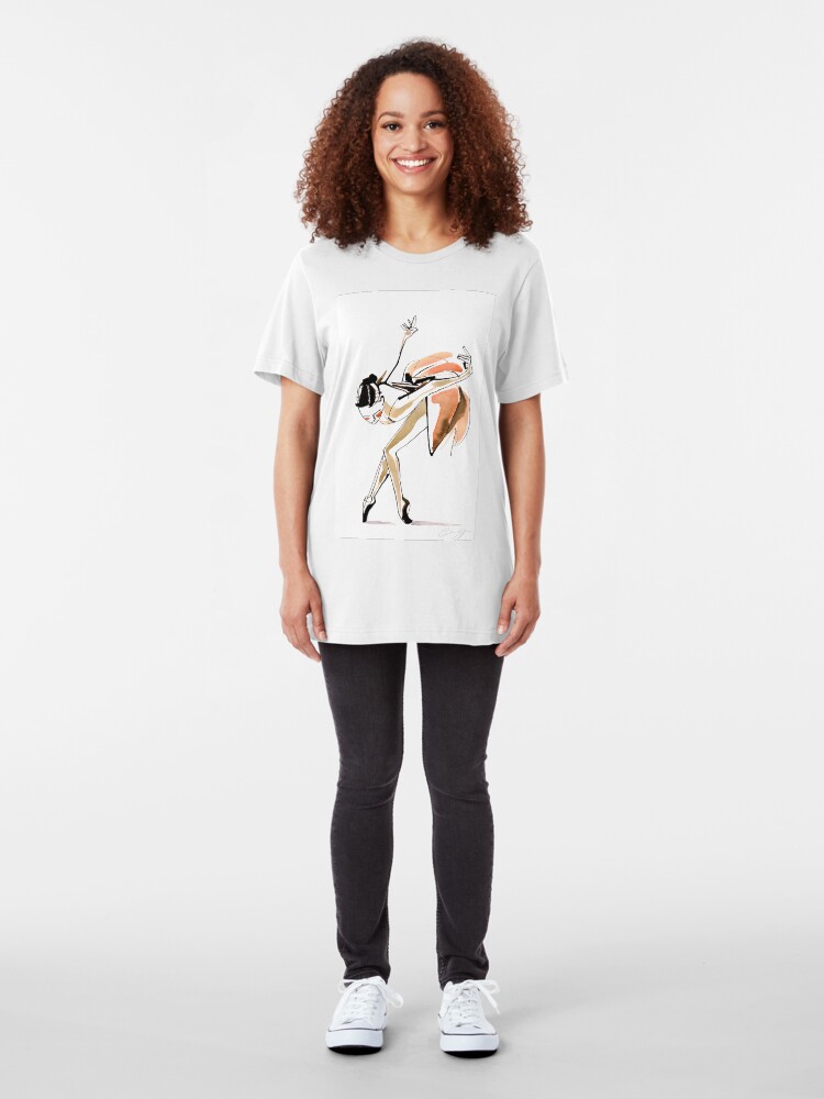 Alternate view of Expressive Watercolor Dance Drawing Slim Fit T-Shirt