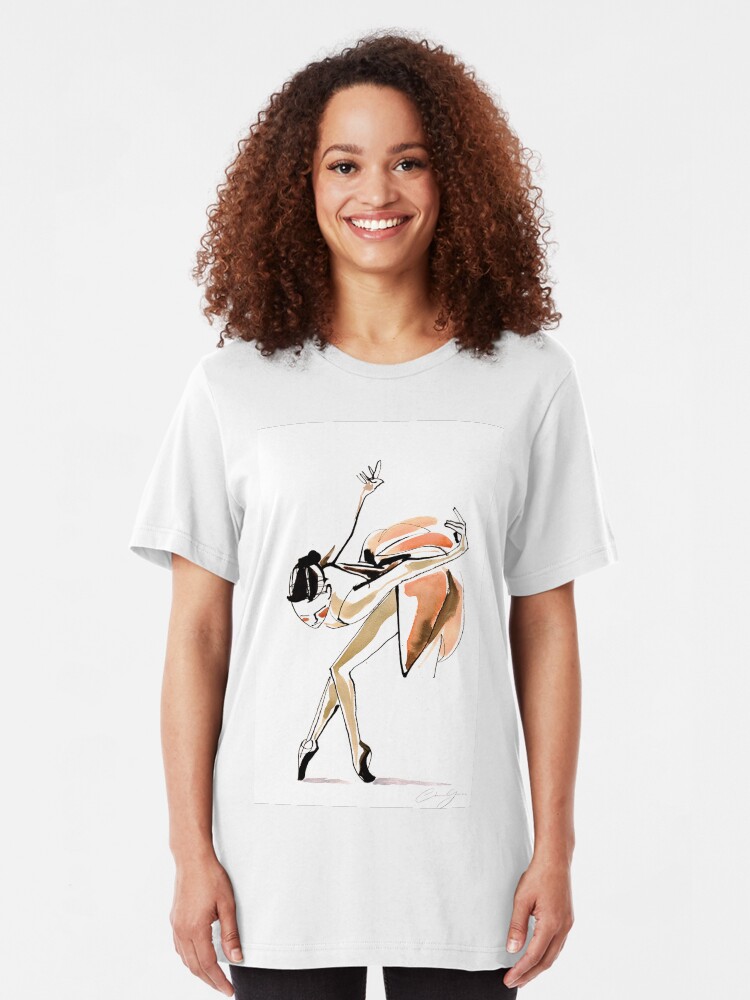 Alternate view of Expressive Watercolor Dance Drawing Slim Fit T-Shirt