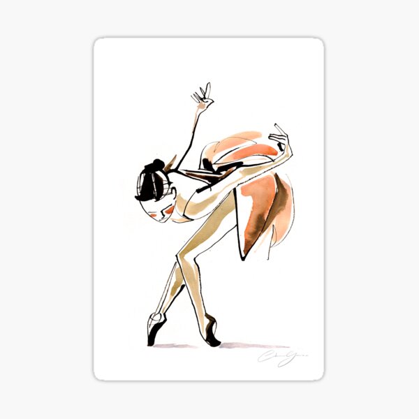 Expressive Watercolor Dance Drawing Sticker