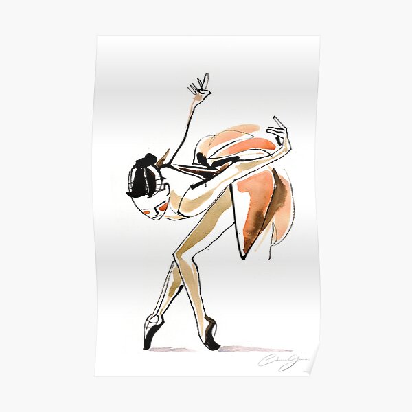 Expressive Watercolor Dance Drawing Poster