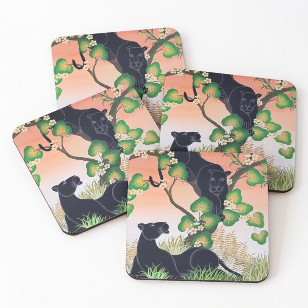 Item preview, Gustavo Novoa - Black Panthers in a tree with a peach sky designed and sold by gagNonRey.