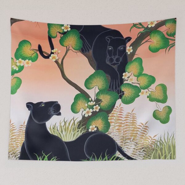 Item preview, Gustavo Novoa - Black Panthers in a tree with a peach sky designed and sold by gagNonRey.