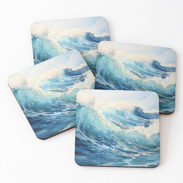 Item preview, Serene Watercolor Ocean Waves Illustration designed and sold by ShreyaaArts.