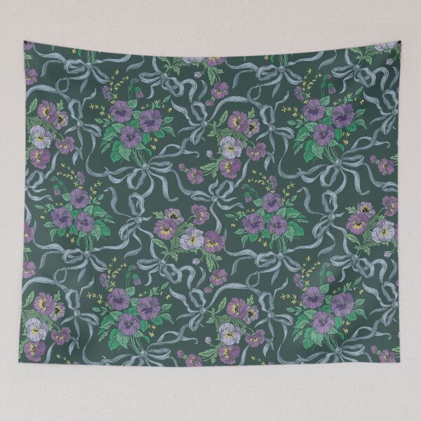 Item preview, Violet with sweet peas flowers on dark background designed and sold by Pinata.