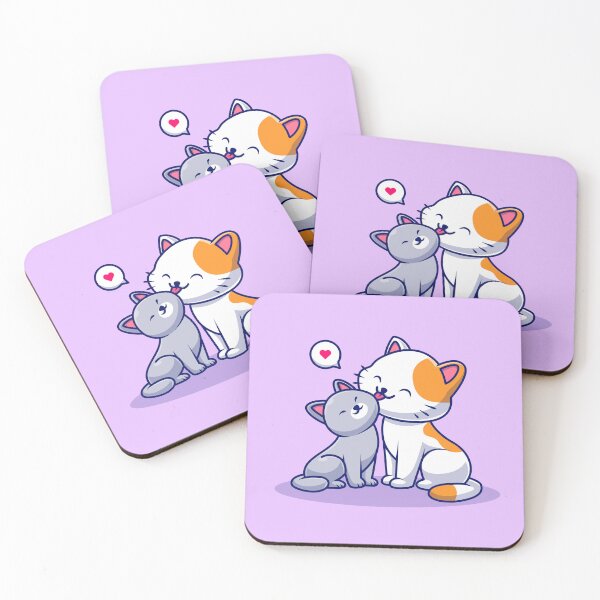 Item preview, Adorable Mother Cat Showing Affection: Licking the Little One - Cartoon Vector Illustration designed and sold by hjian8219.