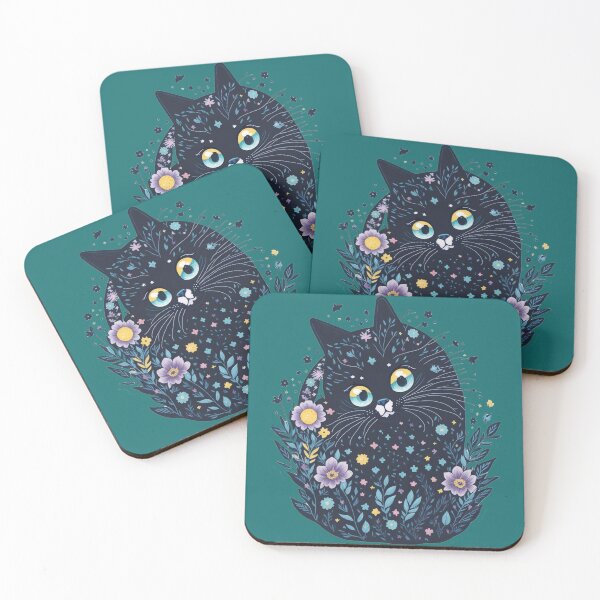 Item preview, Black cat in the field of flowers designed and sold by AQuirkyApple.