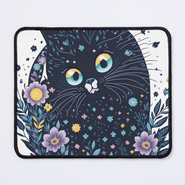 Item preview, Black cat in the field of flowers designed and sold by AQuirkyApple.
