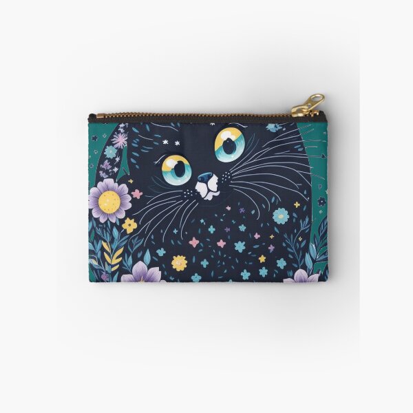 Item preview, Black cat in the field of flowers designed and sold by AQuirkyApple.